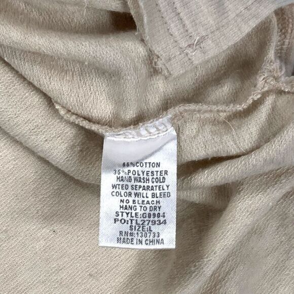 Umgee Tunic Hooded Sweatshirt Womens Sz L Beige Oversized Bohemian Comfy Pull On - Picture 12 of 12